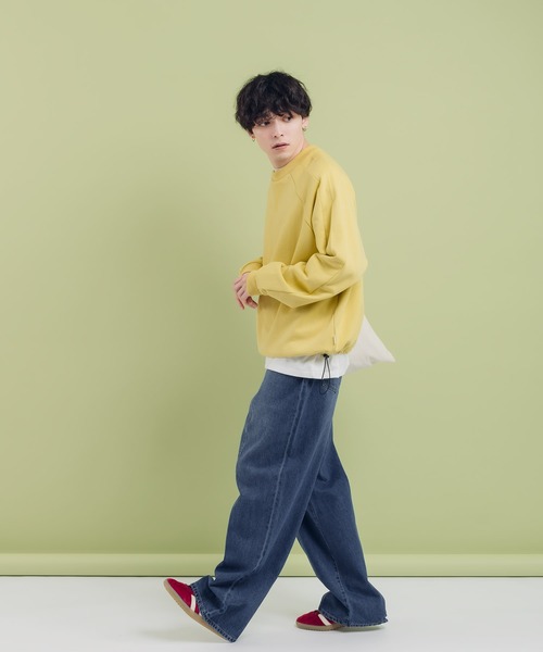 【新品未使用品♪】春色 センターシームワイドデニムパンツ　グリーン ジーンズ カラーデニムワイドバギーパンツ / Colored Denim Wide