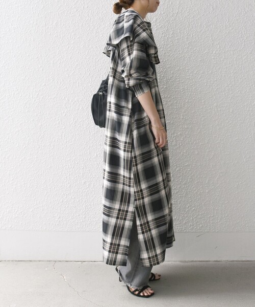 SHIPS any ワンピース any:「洗濯機可能」ペール チェック ヨーク