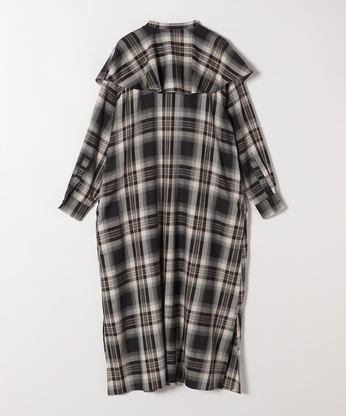 極美品　シップスエニィ　ペールチェックヨークフリルワンピース　シャツワンピース 極美品 シップスエニィ ペールチェックヨークフリルワンピース