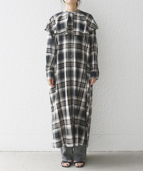 SHIPS any ワンピース any:「洗濯機可能」ペール チェック ヨーク