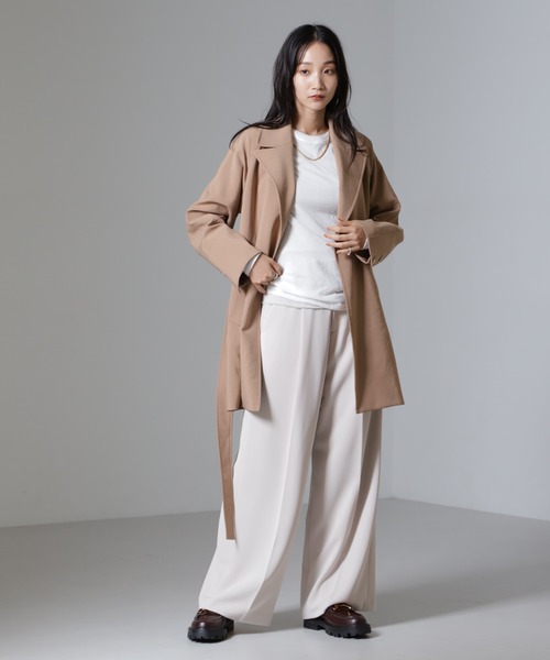 新品未使用 nano universe ベルテッドカルゼコート ベージュ M NANO universe（ナノ・ユニバース） コート アウター ベルテッドミドル