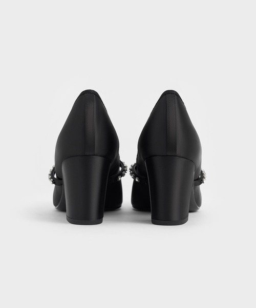 CHARLES ＆ KEITH パンプス サテン ジェムエンベリッシュドボウ