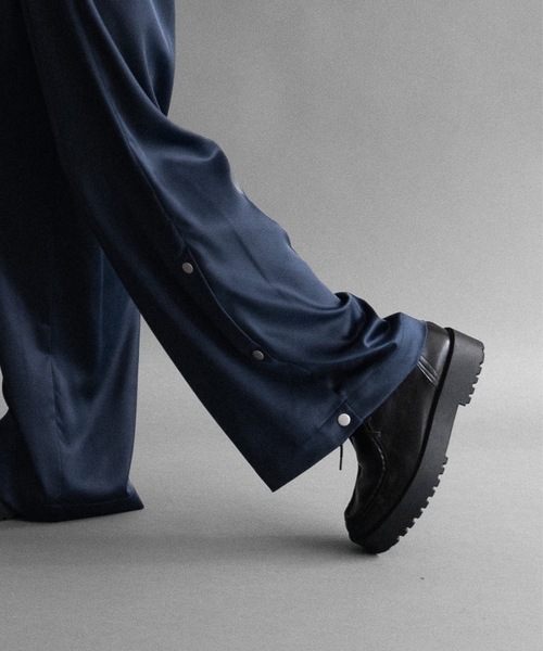 スラックス2点 PHILTHEORY スラックス 2 tuck satin snap slacks/2タックサテン
