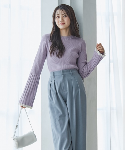 slattgir ニット セーター 高身長 フレアスリーブニット（トール
