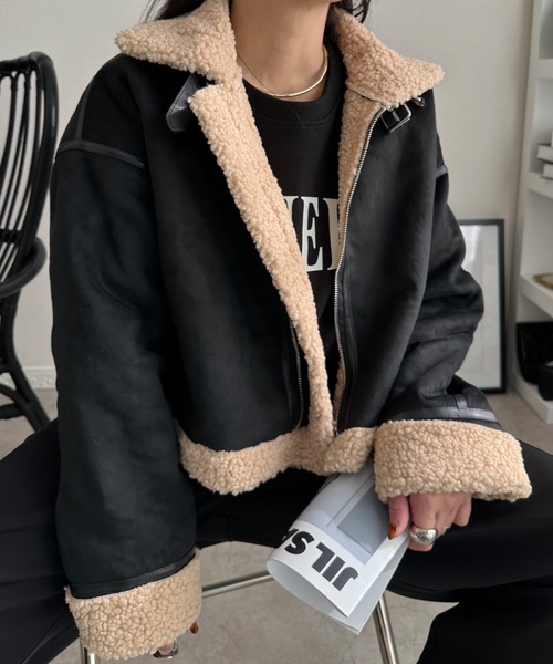 ULEULA（ウルア） レザージャケット ライダース フェイクスエード×ボア