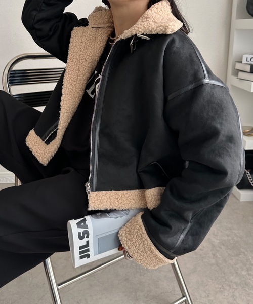 ULEULA（ウルア） レザージャケット ライダース フェイクスエード×ボア