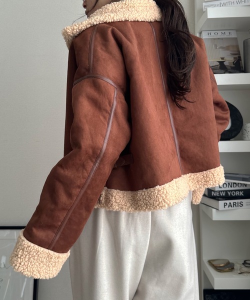 新品未使用☆AOUREアウール スエードシングルライダースジャケット アウター☆ AOURE（アウール）の「ポンチスェード シングルライダースジャケット