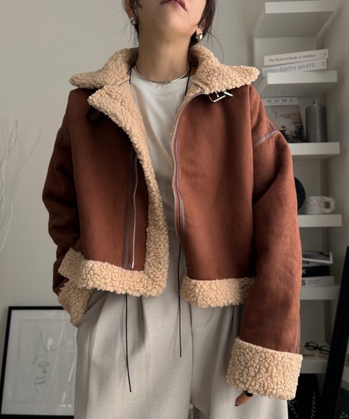 ULEULA（ウルア） レザージャケット ライダース フェイクスエード×ボア