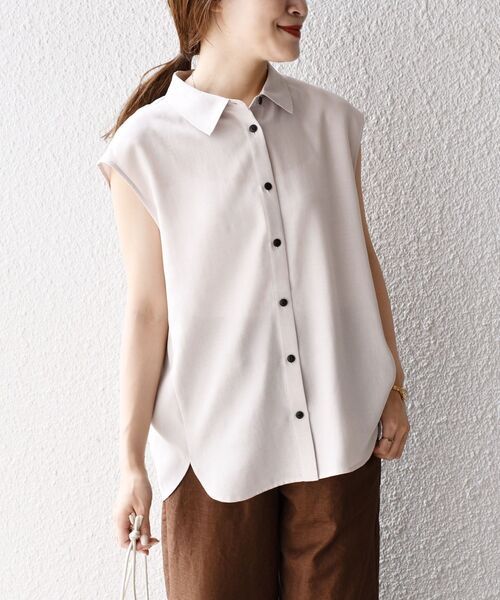 「SHIPS」 ノースリーブシャツ ONE SIZE ベージュ レディース