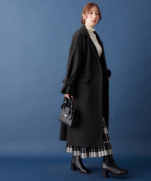 「alotta」 チェスターコート LL ブルーグレー レディース_画像6