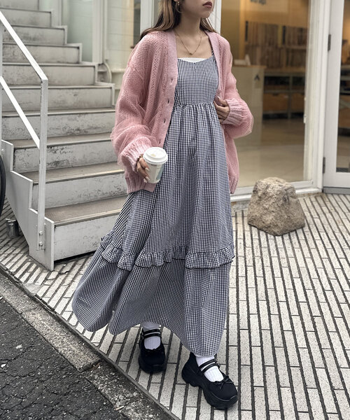 w closet カーディガン 「4色展開」チュールニットカーディガン