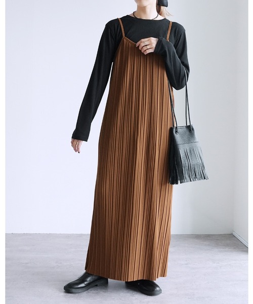 rika　Rワンピ ブラック×ブラウン rika Rワンピ ブラック×ブラウン セール】ミラノリブ配色ニットロング