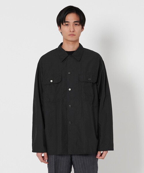 UNITED ARROWS シャツ ブラック ユーティリティ オーバーシャツ