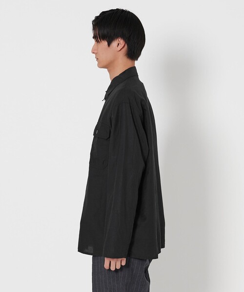 UNITED ARROWS シャツ ブラック ユーティリティ オーバーシャツ