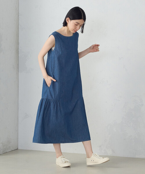 専用★芽風★ソフトデニム風ワンピ♪♪ストレッチ 楽天市場】ファスナー風の刺繍がポイント♪刺繍ストレッチデニム