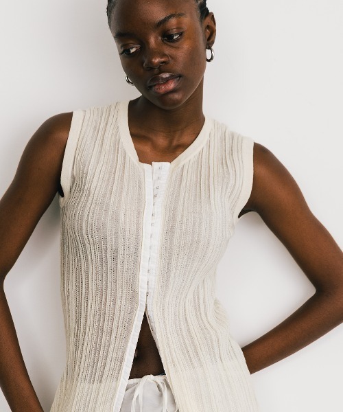 tシャツ EURO HOOK SHEER RIB TOP/ユーロホックシアーリブトップ レディース