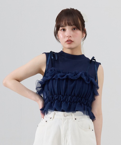 REDYAZEL tシャツ チュールビスチェxノースリカットソー REDYAZEL tシャツ チュールビスチェxノースリカットソー