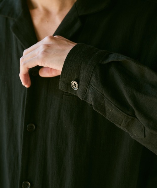 Camphor wood オールインワン open collar cotton linen belted