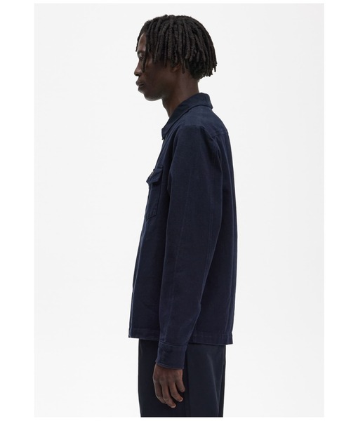 フレッドペリー　ジップアップジャケット　薄手ブルゾン　ネイビー FRED PERRY ブルゾン アウター Zip Overshirt／ジップアップ