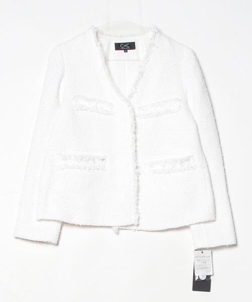 COUP DE CHANCE（クードシャンス） ツイードジャケット 38 ホワイト