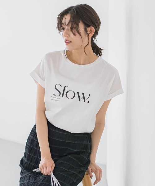 tシャツ ドライタッチコットンロゴTシャツ「洗濯機で洗える」 レディース