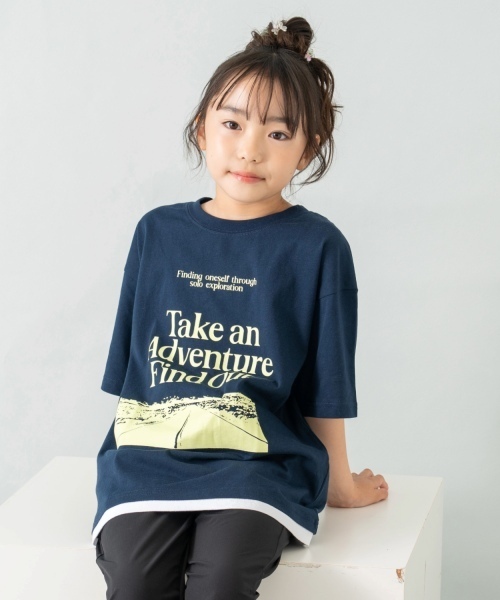petit main and D. tシャツ 「綿100%」「親子リンク」KIDS裾レイヤード