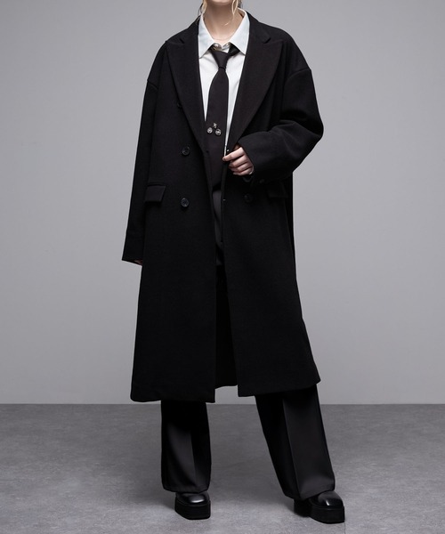 「Loose/ルース」 チェスターコート S ワインレッド メンズ_画像6