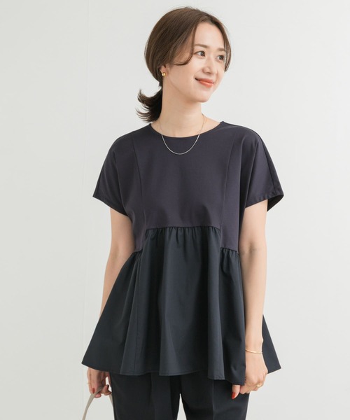 布帛切替半袖T FOUND GOOD tシャツ 布帛切替プルオーバー レディース