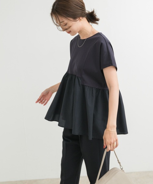 tシャツ CONROロゴ布帛切替TEE レディース 選べる4柄】コットンプリントロゴTシャツ（Tシャツ） | SHOO