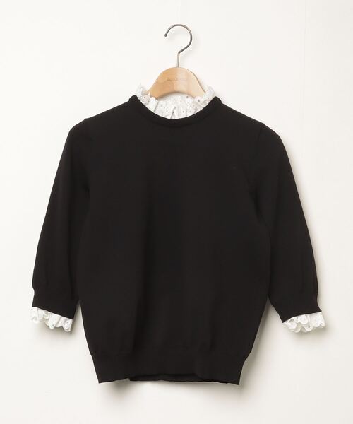 「UNITED ARROWS」 7分袖ニット FREE ブラック レディース