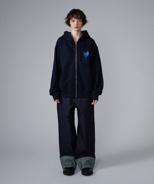 ONCILY フードパーカー ONCILY 「ONCILY」 ジップアップパーカー LARGE ライトグレー