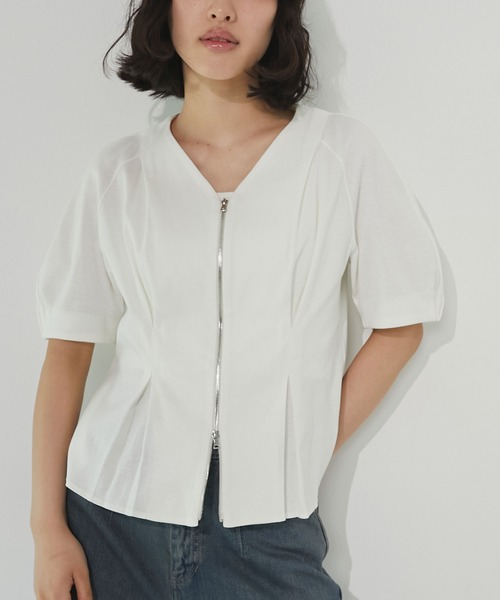 SHE Tokyo シートーキョー バンドカラー パフスリーブ 半袖 白 up1 UNITED TOKYO（ユナイテッドトウキョウ） tシャツ 半袖 「スタイル