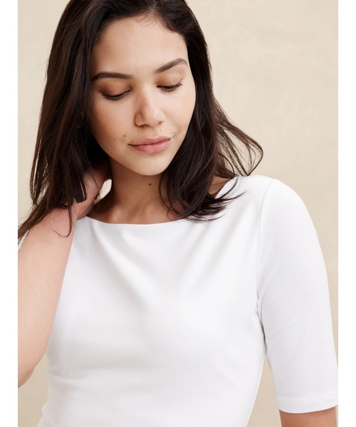 「BANANA REPUBLIC FACTORY STORE」 半袖カットソー X-SMALL ホワイト レディース