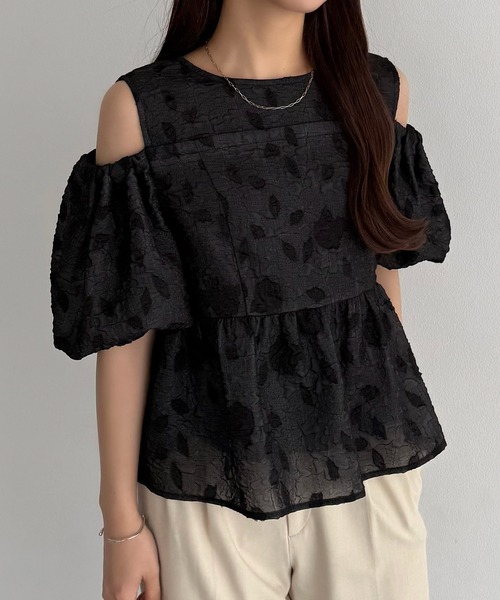「callautia」 半袖ブラウス SMALL ブラック レディース