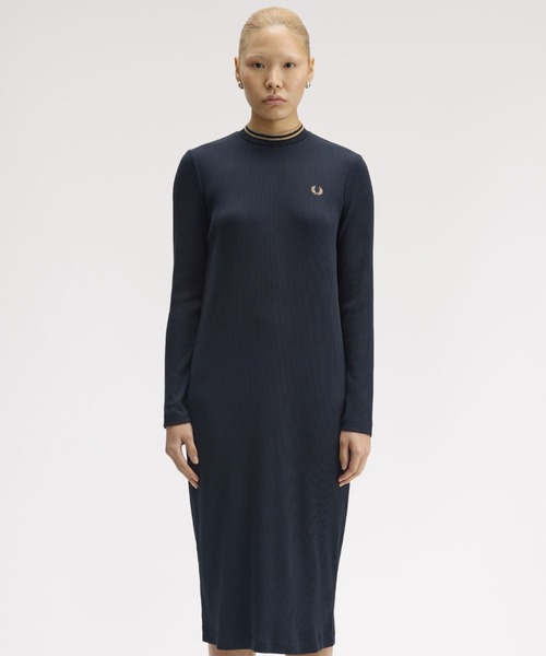 ワンピース Tipped Mock Neck Ribbed Dress FRED PERRY（フレッドペリー） ワンピース Tipped Mock Neck Ribbed
