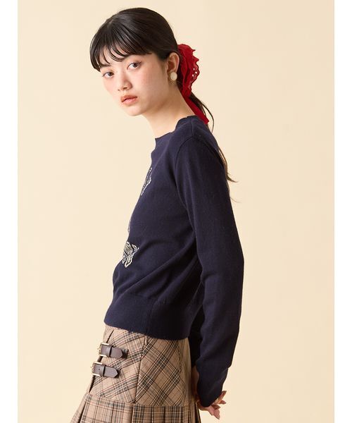 LILY BROWN ニット セーター ラメジャガードロゴニットトップス