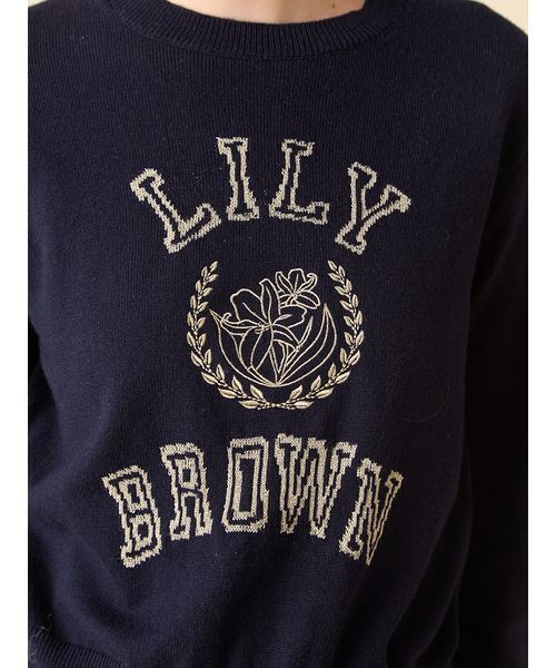 lily brown ロゴ付きラメトップス LILY BROWN ニット セーター ラメジャガードロゴニットトップス