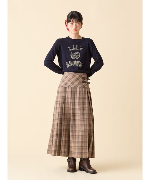 lily brown ロゴ付きラメトップス ラメジャガードロゴニットトップス（ニット/セーター）｜LILY