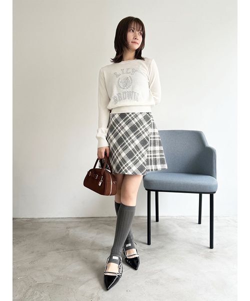 LILY BROWN ニット セーター ラメジャガードロゴニットトップス
