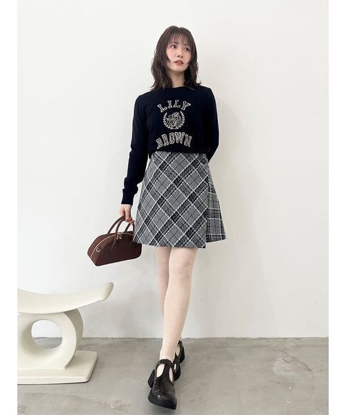 lily brown ロゴ付きラメトップス ラメジャガードロゴニットトップス（ニット/セーター）｜LILY