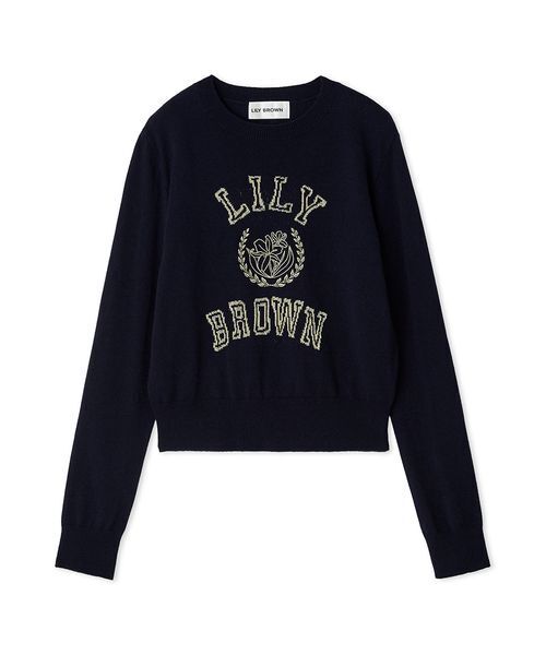 LILY BROWN ニット セーター ラメジャガードロゴニットトップス