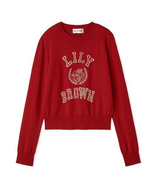 LILY BROWN ニット セーター ラメジャガードロゴニットトップス