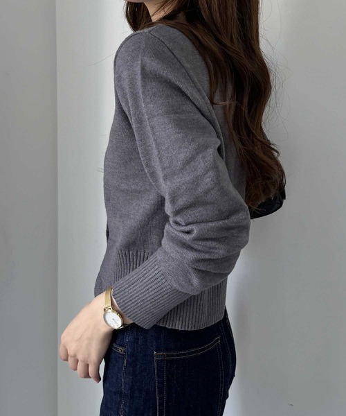 最終お値下げ　　Liry Linen スリットカーディガン nelliy. カーディガン 裾スリットニットカーディガン 無地/配色