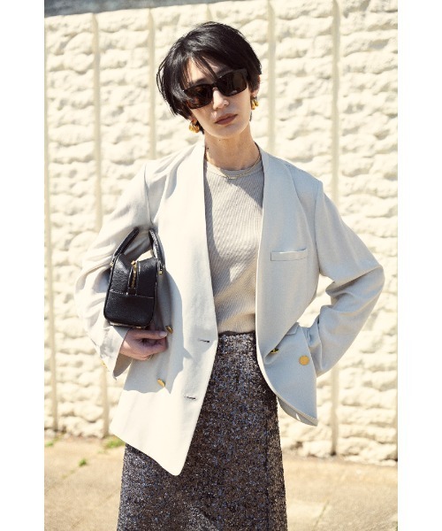 未使用 タグあり 雑誌掲載　Mila Owen ノーカラージャケット Mila Owen 「Mila Owen」 ノーカラージャケット 0 ネイビー