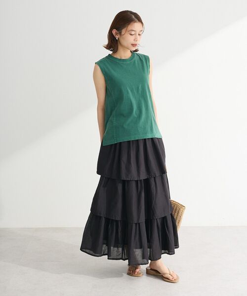 Green Parks（グリーンパークス） スカート インド綿 ボイル段々