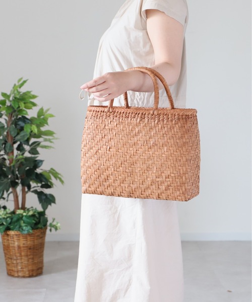 新品　山葡萄　かごバッグ　網代編み 山葡萄 かごバッグ 網代編み 倉敷帆布（チャコール）の内布 | ORIORI