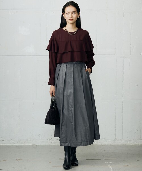 自由区 オンワード樫山 25AW TWハイツイストビエラフリルブラウス 長袖 カタログ掲載】TWハイツイストビエラフリル ブラウス / 自由区
