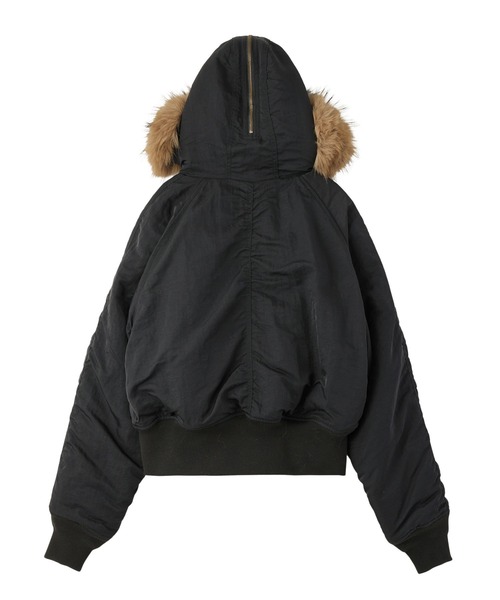 X-girl ショート丈 アウター X-girl ブルゾン ジャンバー FAUX FUR HOODED JACKET レディース