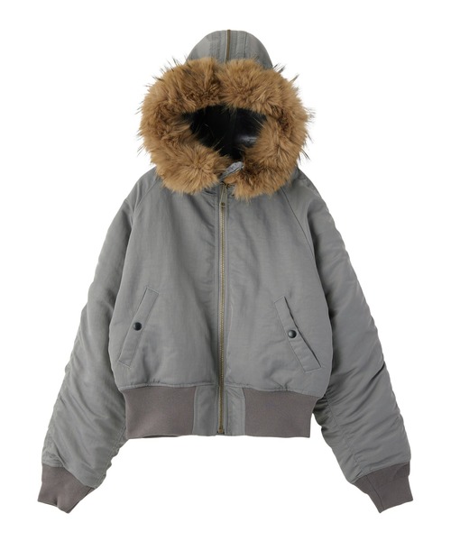 X-girl ショート丈 アウター X-girl ブルゾン ジャンバー FAUX FUR HOODED JACKET レディース