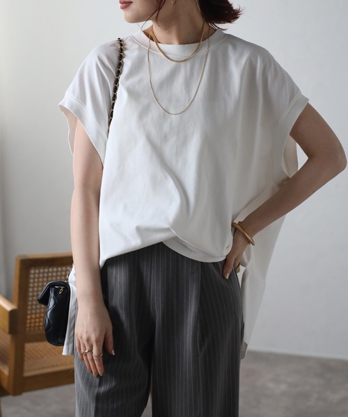 「＆HALF」 「noa-ge」半袖カットソー FREE ブラック レディース_画像2